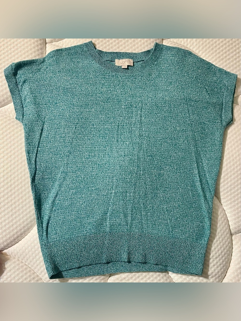 LOFT Teal Marled Knit Crew Sweater